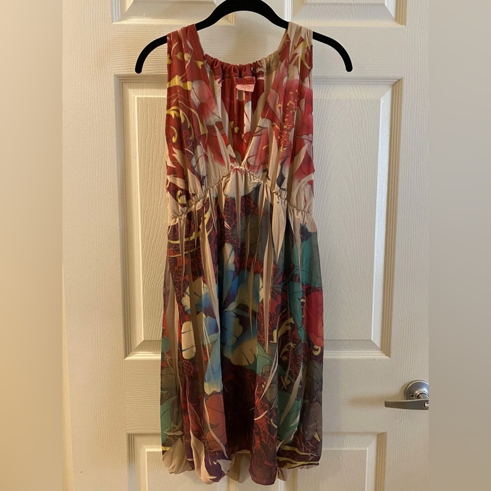 Daniel Benjamin Multicolor Floral Print Dress EUC L Large